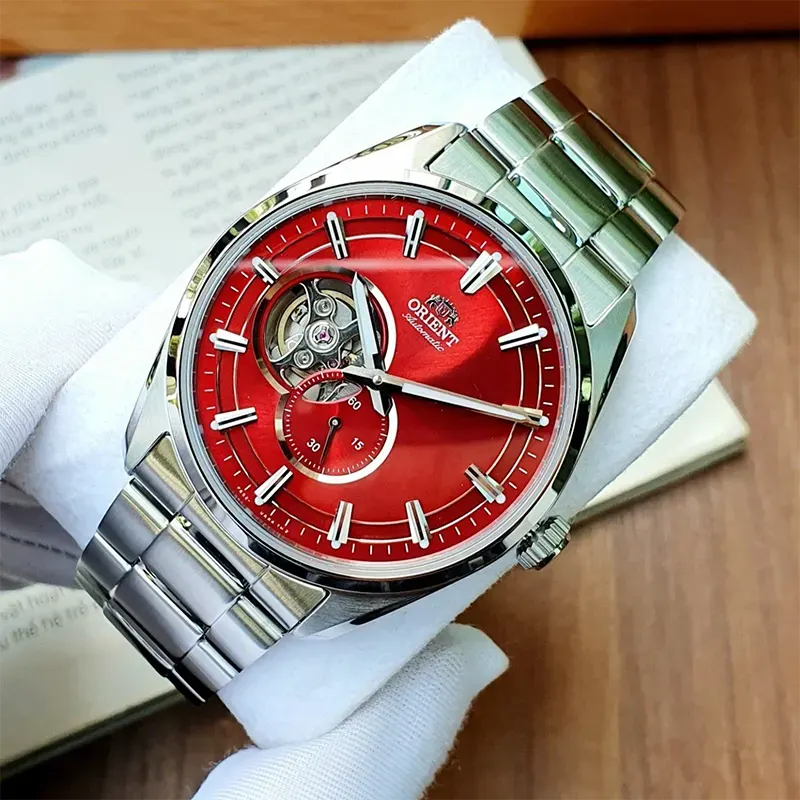 Orient Semi-skeleton Open Heart Red Dial Men's Watch- RA-AR0010R